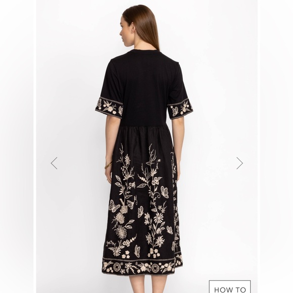 Johnny Was Domingo Linen Knit Mix Dress in Black - Picture 4 of 9